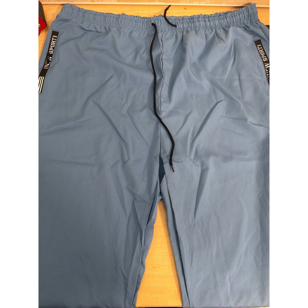 New Sport Blue Athletic Track Pants Drawstring Zipper Pockets Mens 3XL